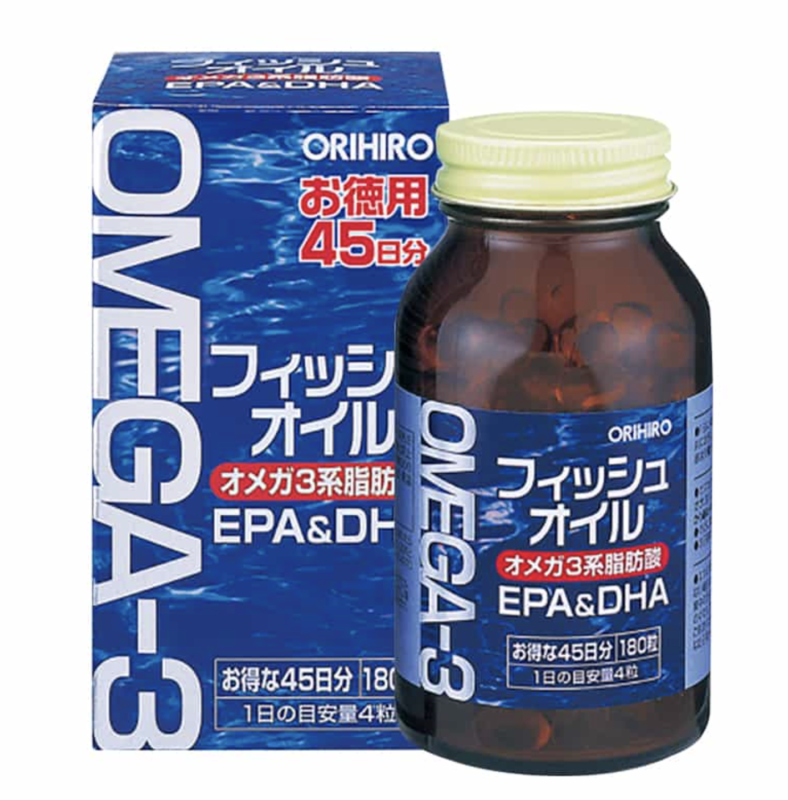 Viên uống dầu cá omega-3 DHA hỗ trợ tim mạch Orihiro 180 viên